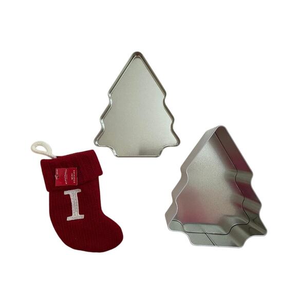 Knit Monogram LETTER I MINI 8" Christmas Stocking RED Wondershop & Tin‎ Box - Picture 3 of 3